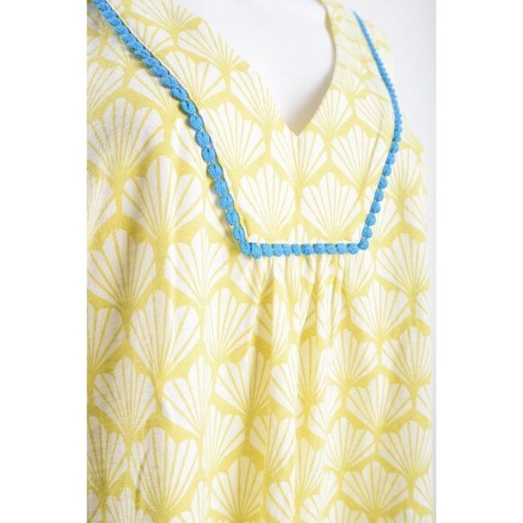 Boden Womens Tarifa Dress UK 18 US 14 Yellow Seashell Print Knee length NWT - Picture 3 of 6
